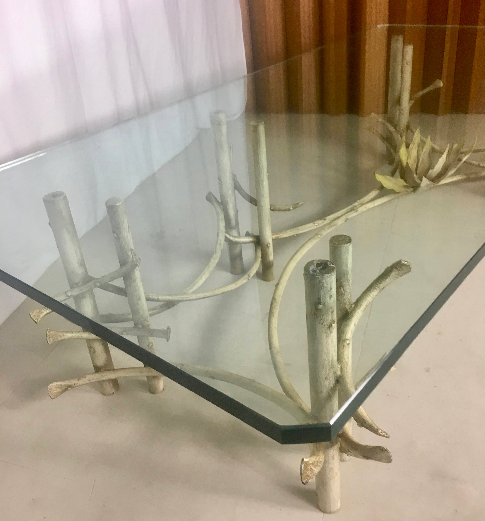 1960s Lotus Flower On Bones Wrought Iron Coffee Table | Silas Seandel | Desert Scene from OffCenterModern