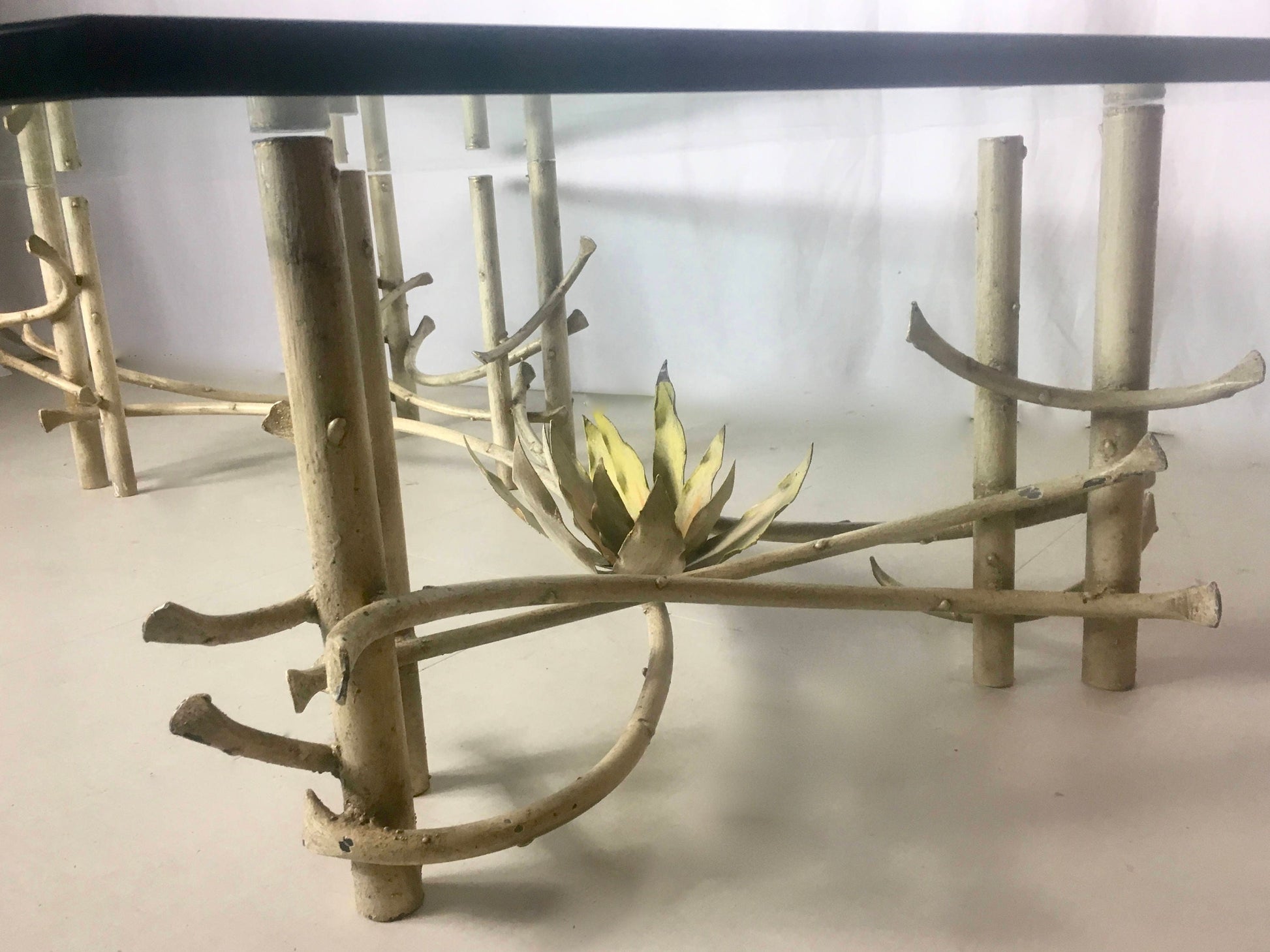 1960s Lotus Flower On Bones Wrought Iron Coffee Table | Silas Seandel | Desert Scene from OffCenterModern