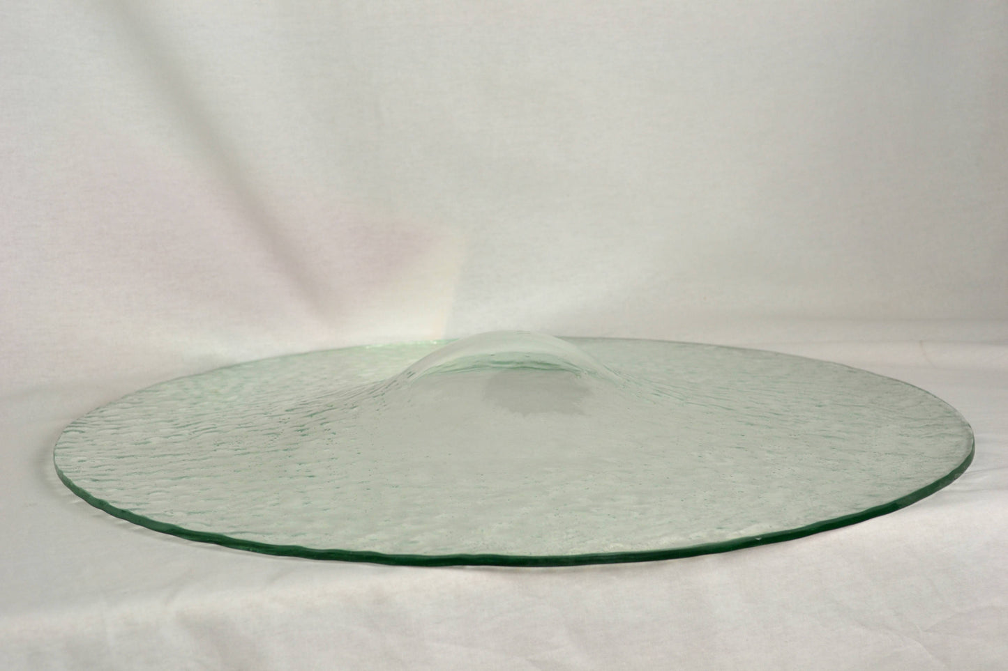 Monumental Vintage Copper Pedestal Bowl with Texture Glass from OffCenterModern