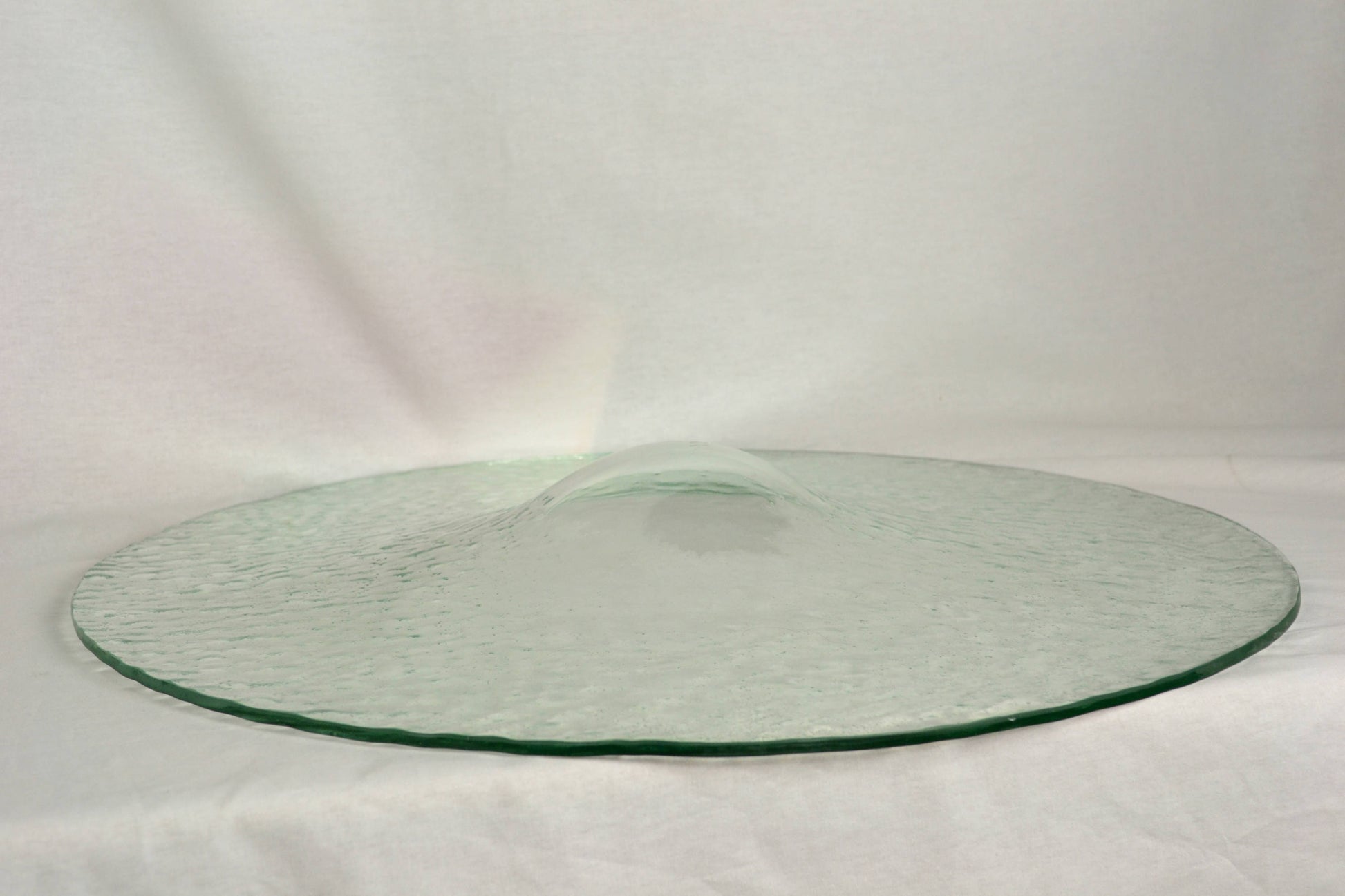 Monumental Vintage Copper Pedestal Bowl with Texture Glass from OffCenterModern