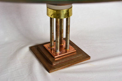 Monumental Vintage Copper Pedestal Bowl with Texture Glass from OffCenterModern