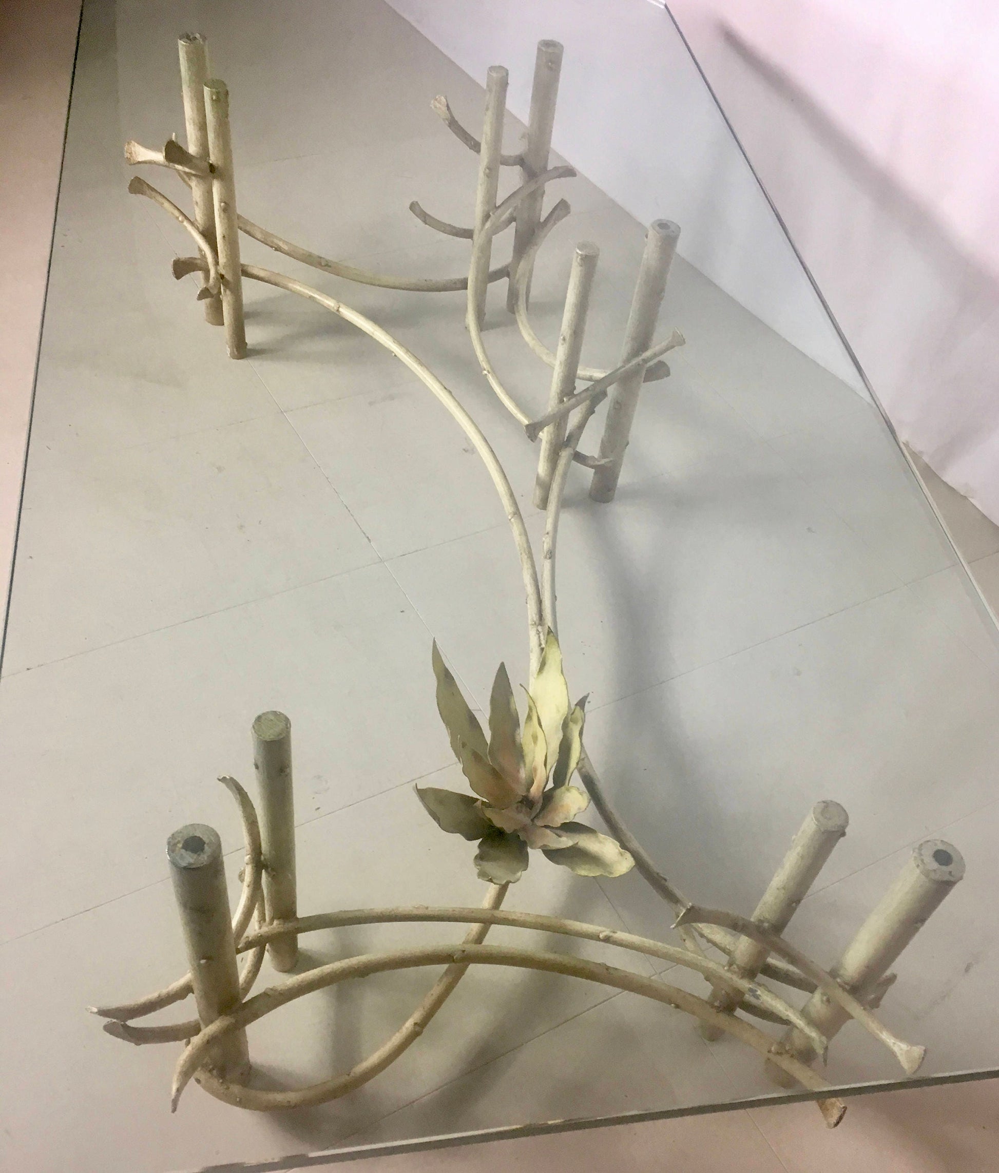 1960s Lotus Flower On Bones Wrought Iron Coffee Table | Silas Seandel | Desert Scene from OffCenterModern