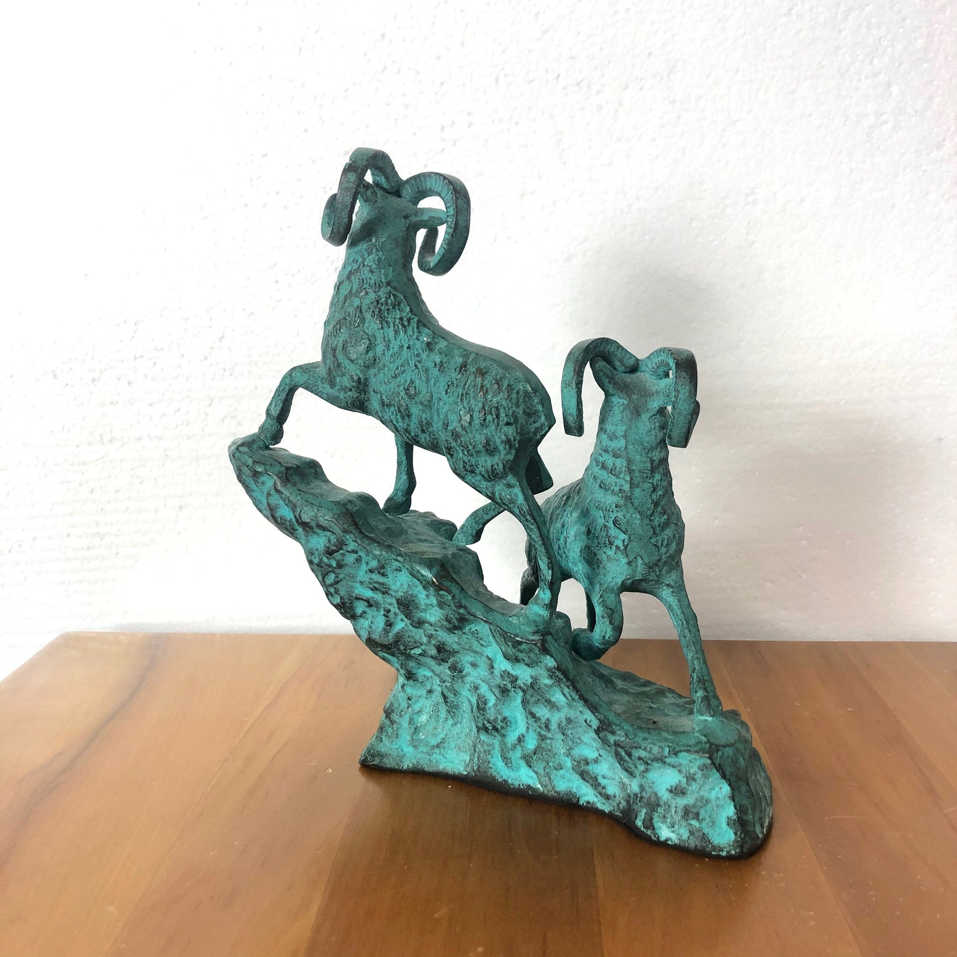Vintage 1970s Statue Bighorn Rams from OffCenterModern