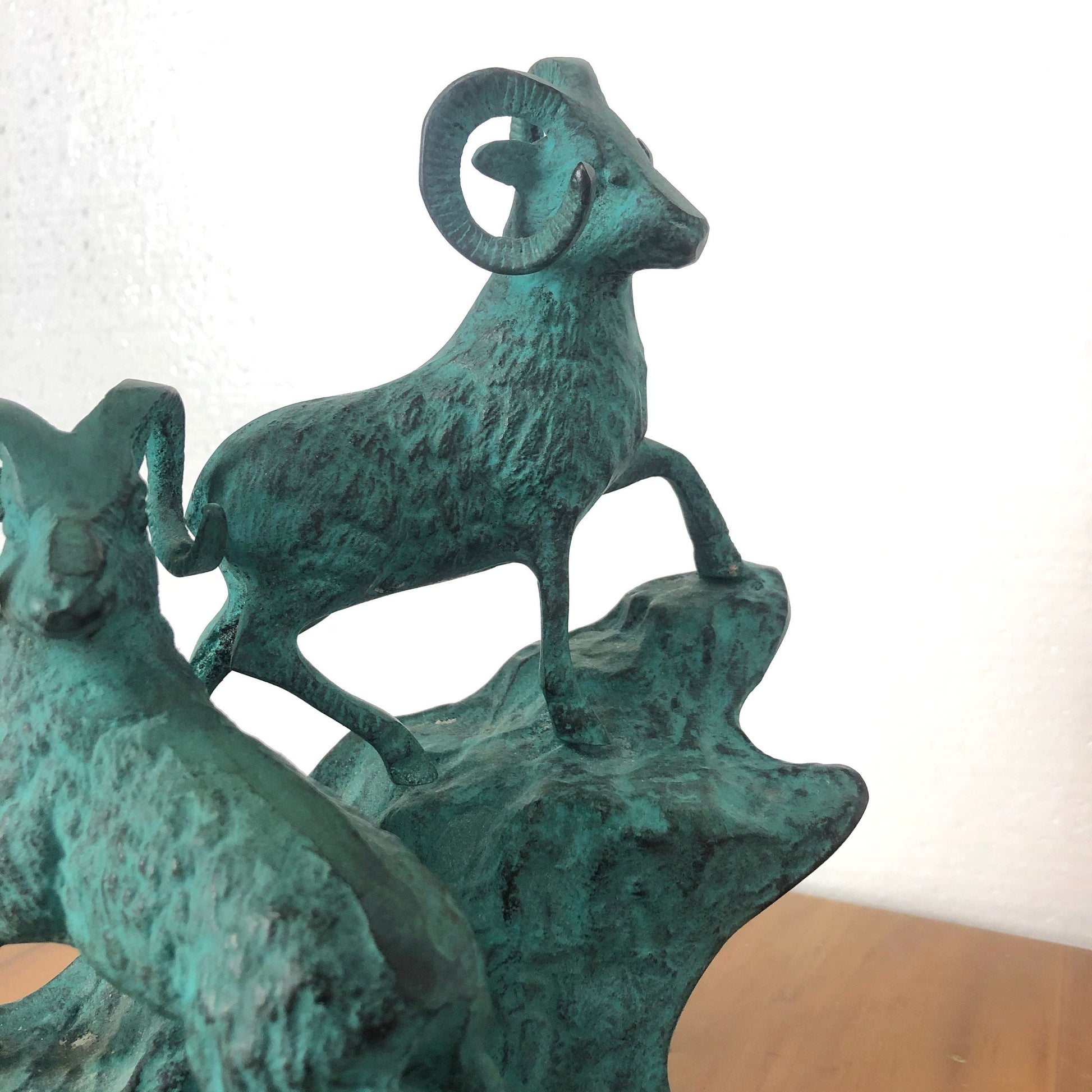 Vintage 1970s Statue Bighorn Rams from OffCenterModern