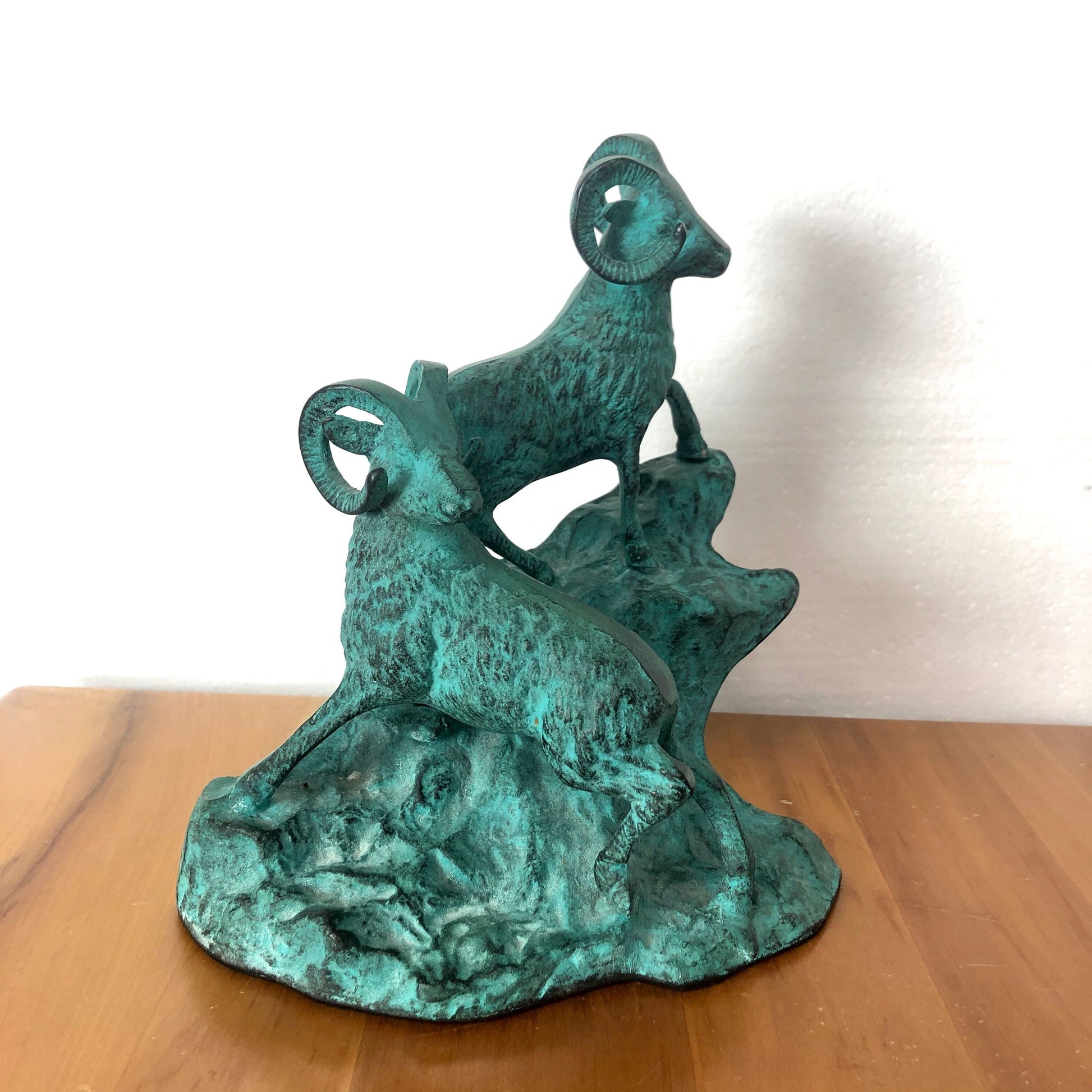 Vintage 1970s Statue Bighorn Rams from OffCenterModern