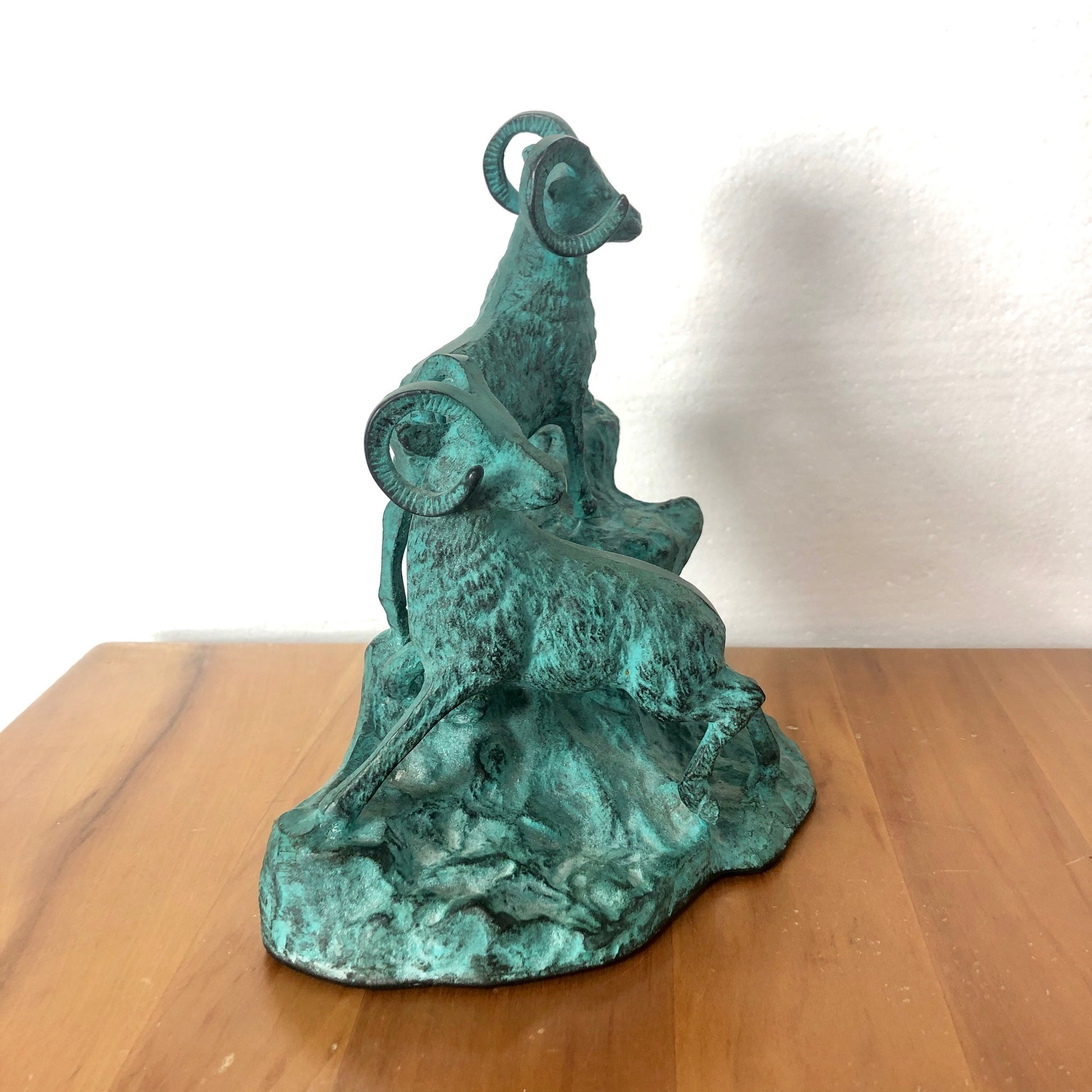Vintage 1970s Statue Bighorn Rams from OffCenterModern
