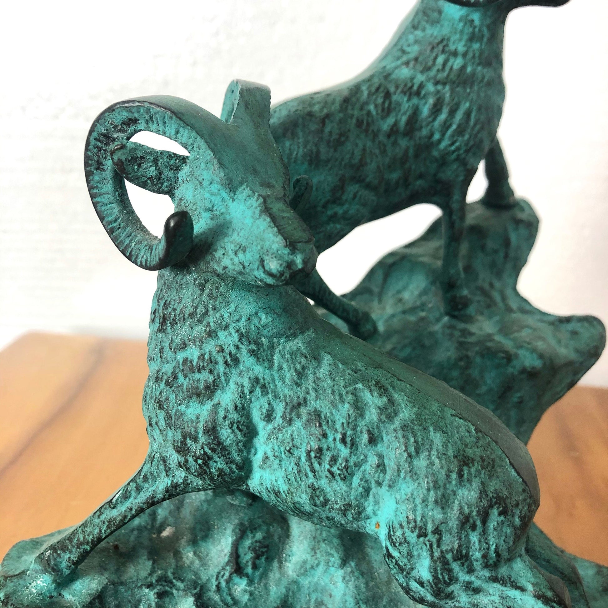 Vintage 1970s Statue Bighorn Rams from OffCenterModern