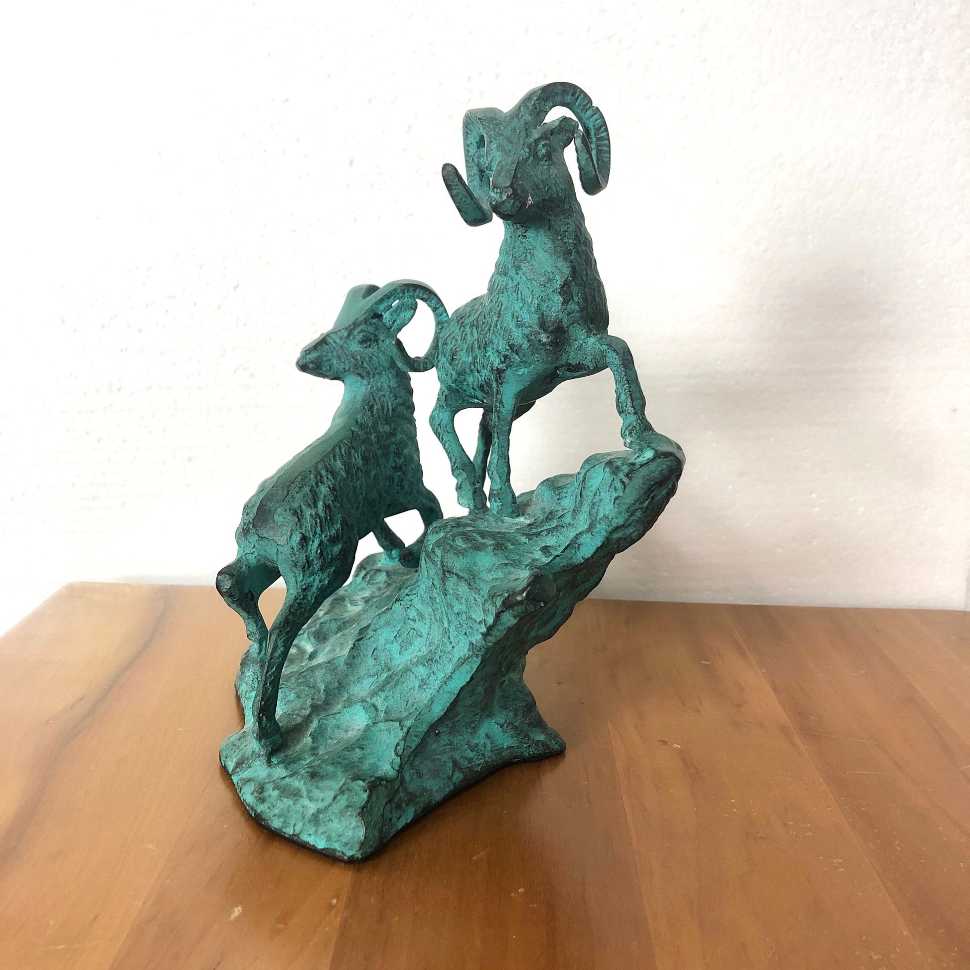 Vintage 1970s Statue Bighorn Rams from OffCenterModern