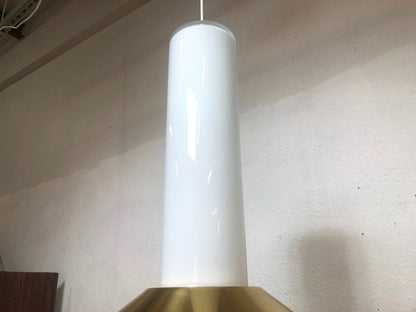Vintage Murano Vistosi Glass Pendant Light | Large Brass Shade from OffCenterModern