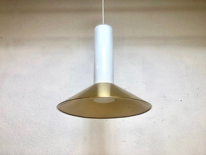 Vintage Murano Vistosi Glass Pendant Light | Large Brass Shade from OffCenterModern