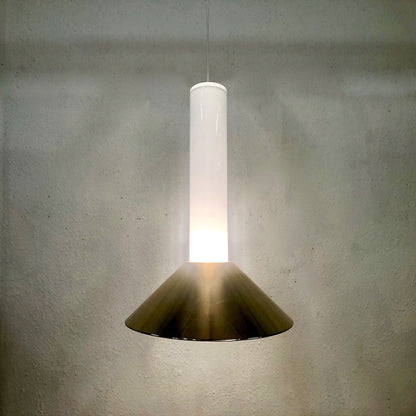 Vintage Murano Vistosi Glass Pendant Light | Large Brass Shade from OffCenterModern