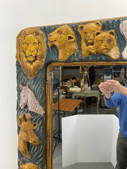 Vintage Wall Mirror | Safari Animals | Signed David Marshall from OffCenterModern