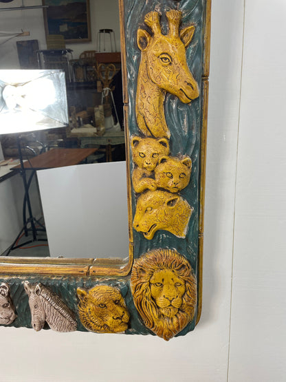 Vintage Wall Mirror | Safari Animals | Signed David Marshall from OffCenterModern