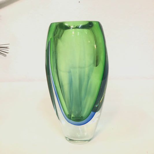 Superior Home Accessories Cool Murano Green Blue Glass Prism Vase from SHOPNAME]