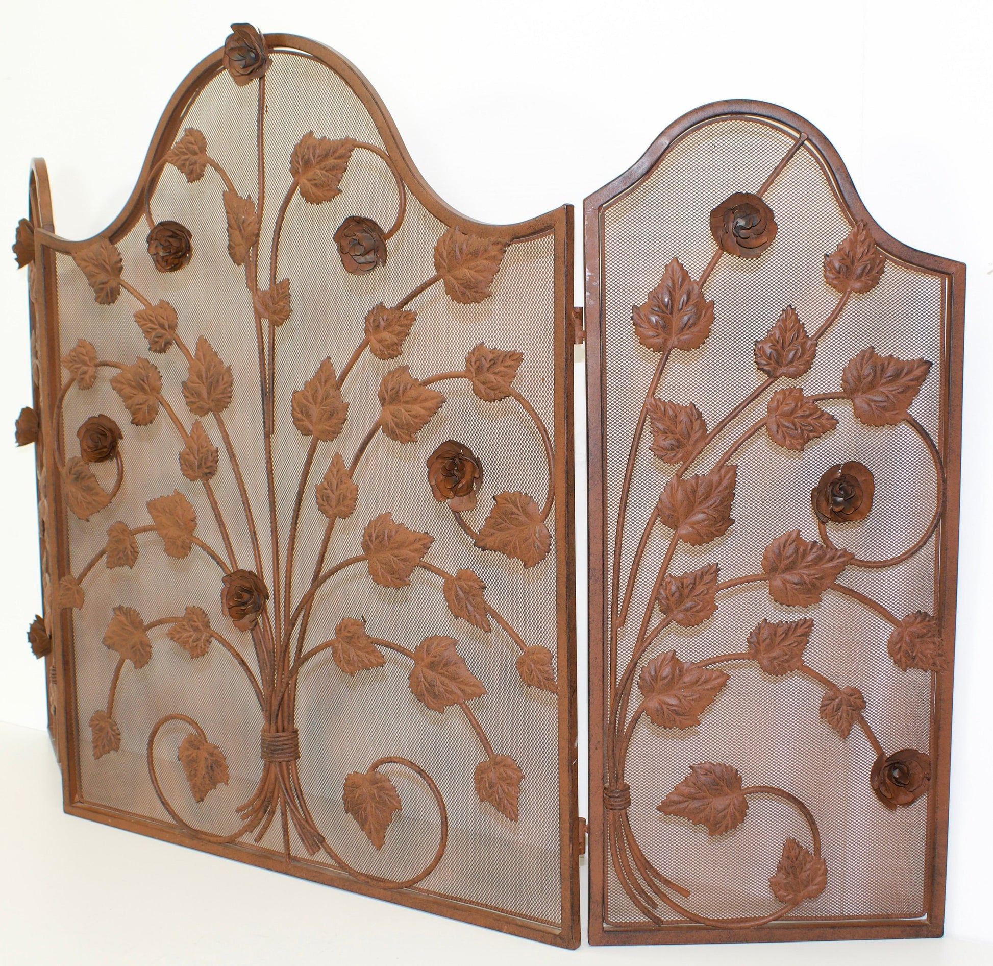 Fireplace Screen with Rose Vine Design - OffCenterModern