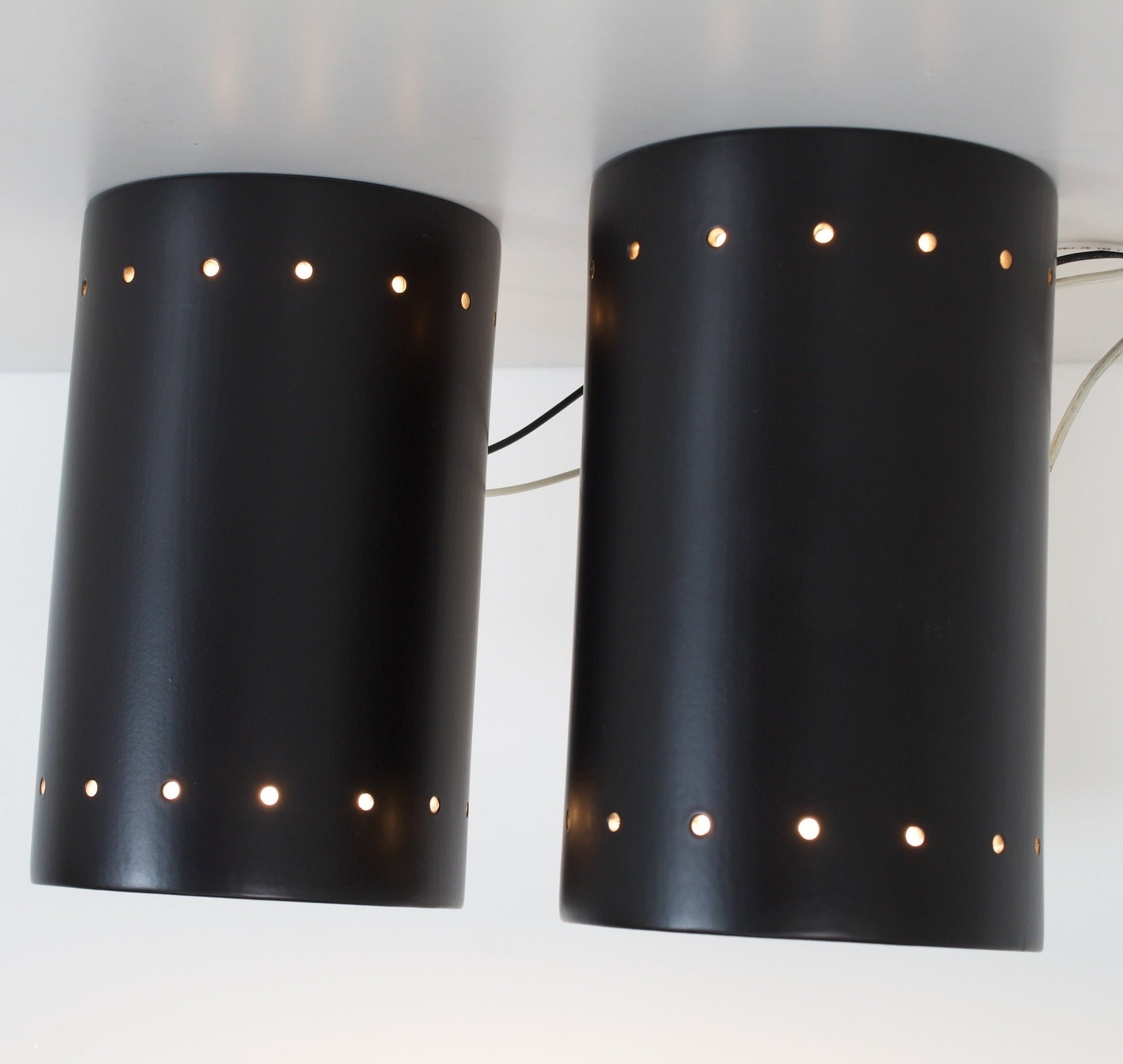 Pair of Handcrafted Black Ceramic Wall Sconces - OffCenterModern
