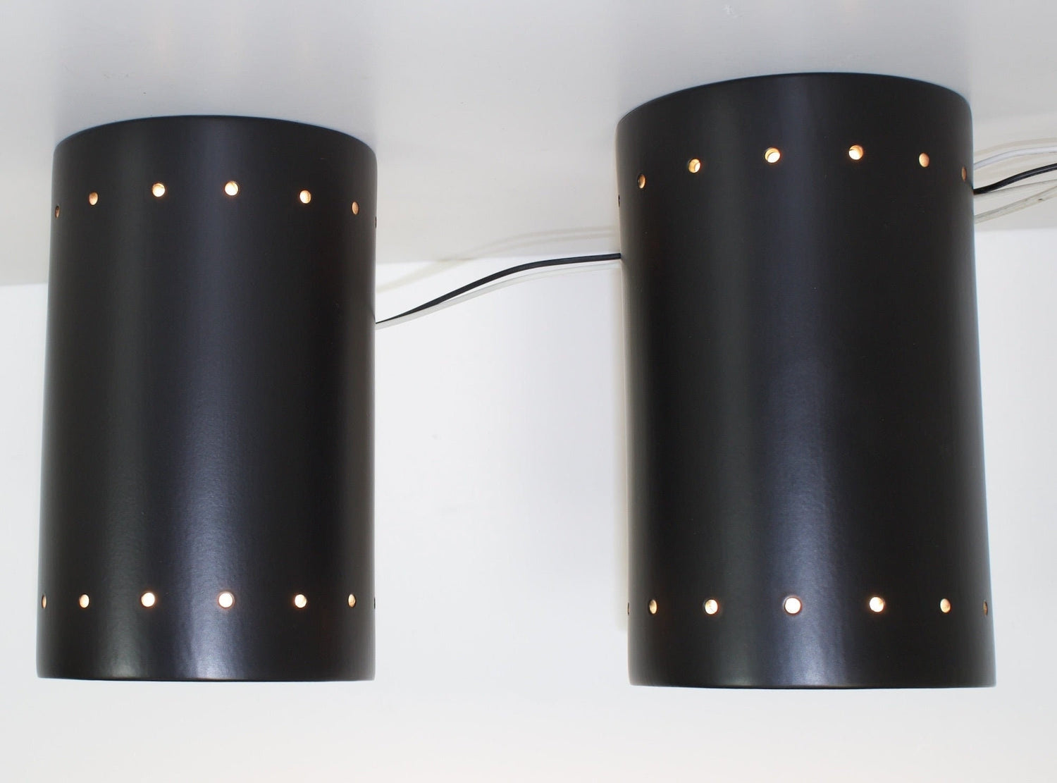 Pair of Handcrafted Black Ceramic Wall Sconces - OffCenterModern