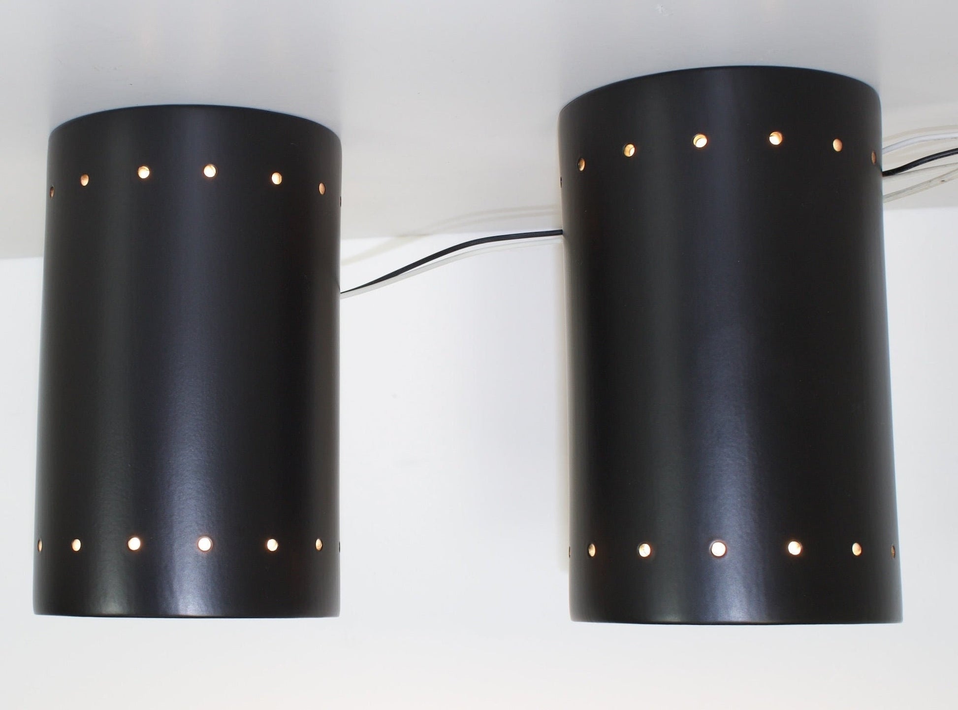 Pair of Handcrafted Black Ceramic Wall Sconces - OffCenterModern
