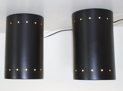Pair of Handcrafted Black Ceramic Wall Sconces - OffCenterModern