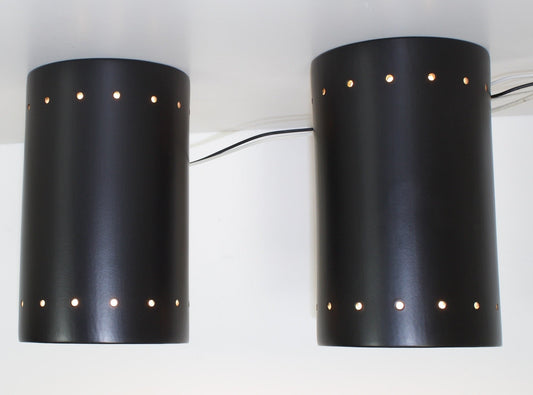 Pair of Handcrafted Black Ceramic Wall Sconces - OffCenterModern