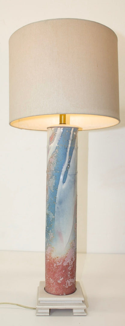 Modernist Painted Metal Cylinder Table Lamp - OffCenterModern