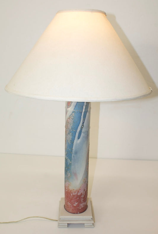 Modernist Painted Metal Cylinder Table Lamp - OffCenterModern