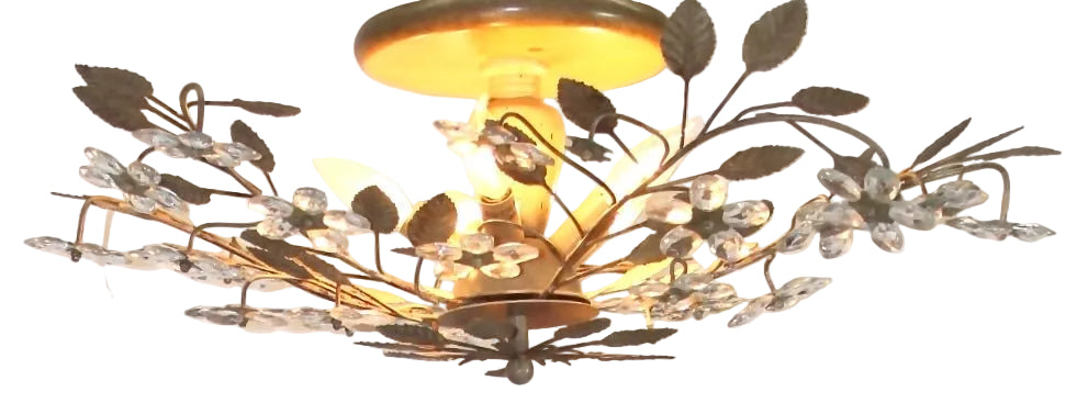 Large Floral Light Fixture | Crystal Flowers | Flush Mount - OffCenterModern