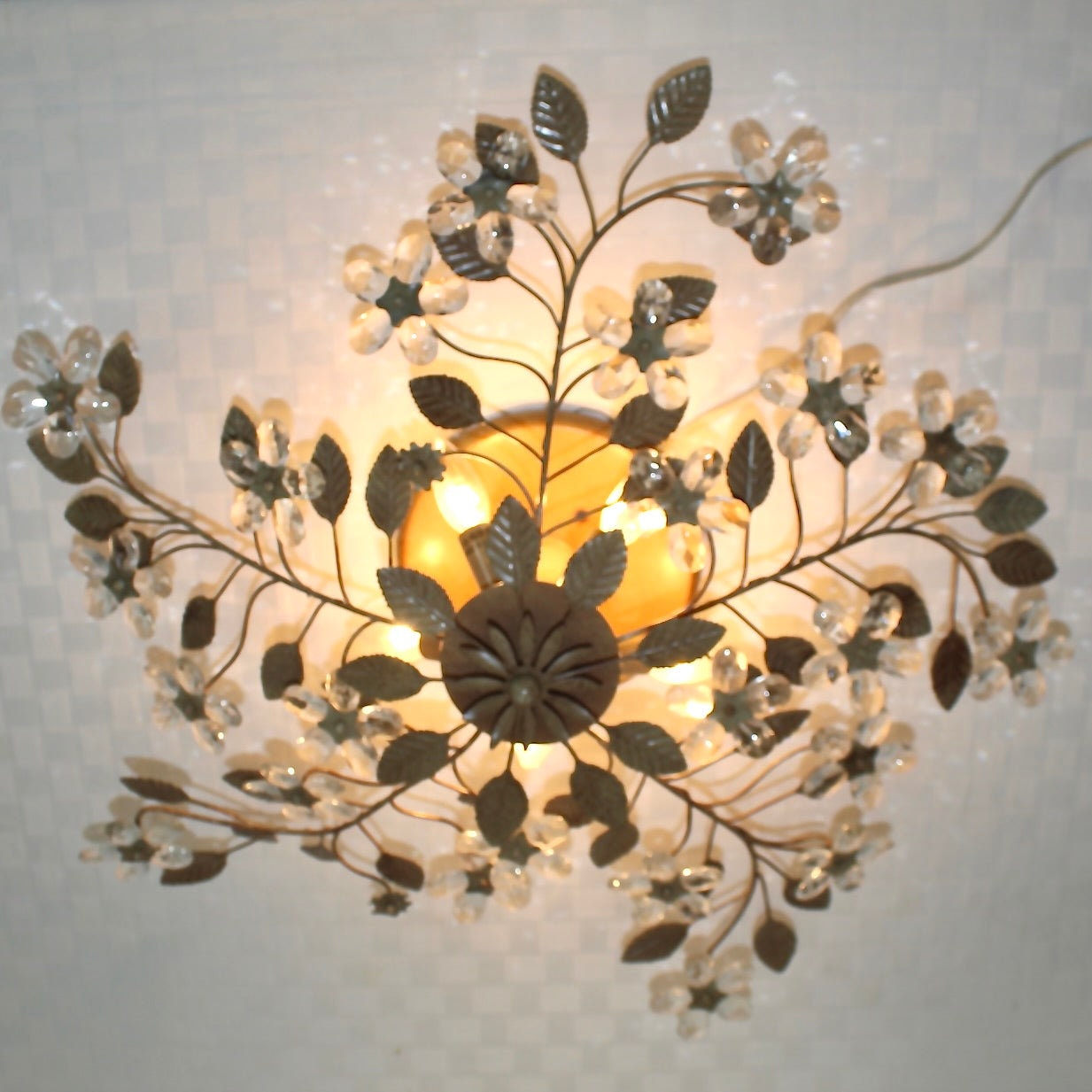 Large Floral Light Fixture | Crystal Flowers | Flush Mount - OffCenterModern