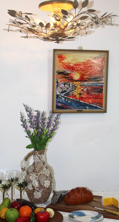 Large Floral Light Fixture | Crystal Flowers | Flush Mount - OffCenterModern