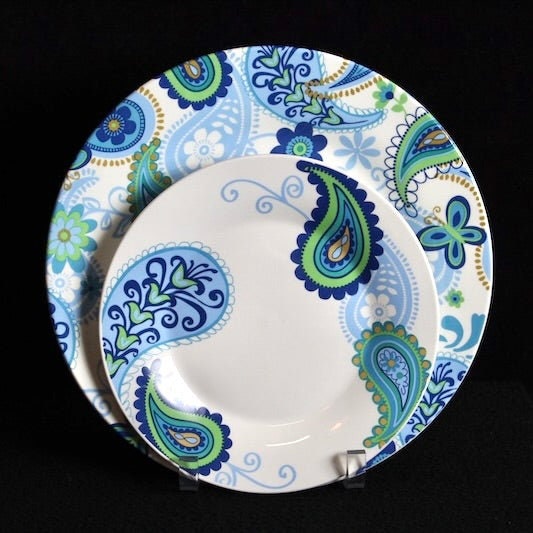 Retro Paisley Noritake Dinnerware | 15 Plates - OffCenterModern