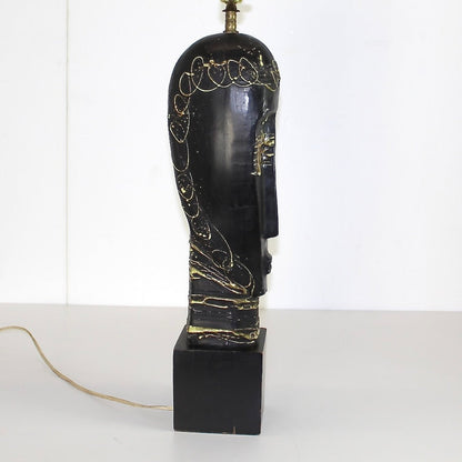 1950s Tribal Head Bust Table Lamp - OffCenterModern