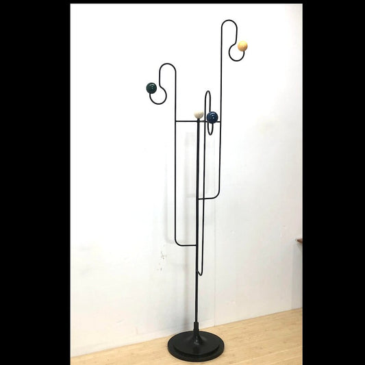 1960s Black Iron Coat Rack with Ball Hooks - OffCenterModern