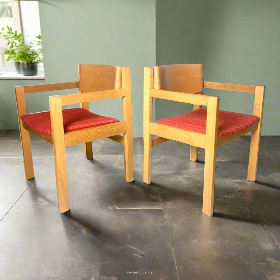 Harvey Probber Bent Wood Arm Chairs | Pair - OffCenterModern