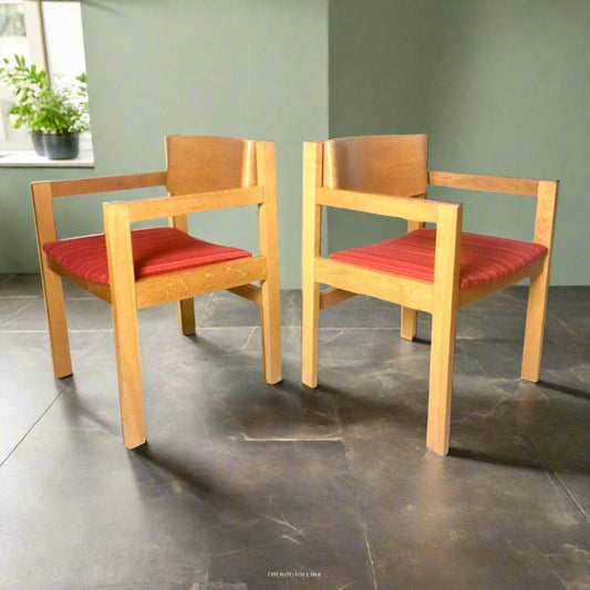 Harvey Probber Bent Wood Arm Chairs | Pair - OffCenterModern