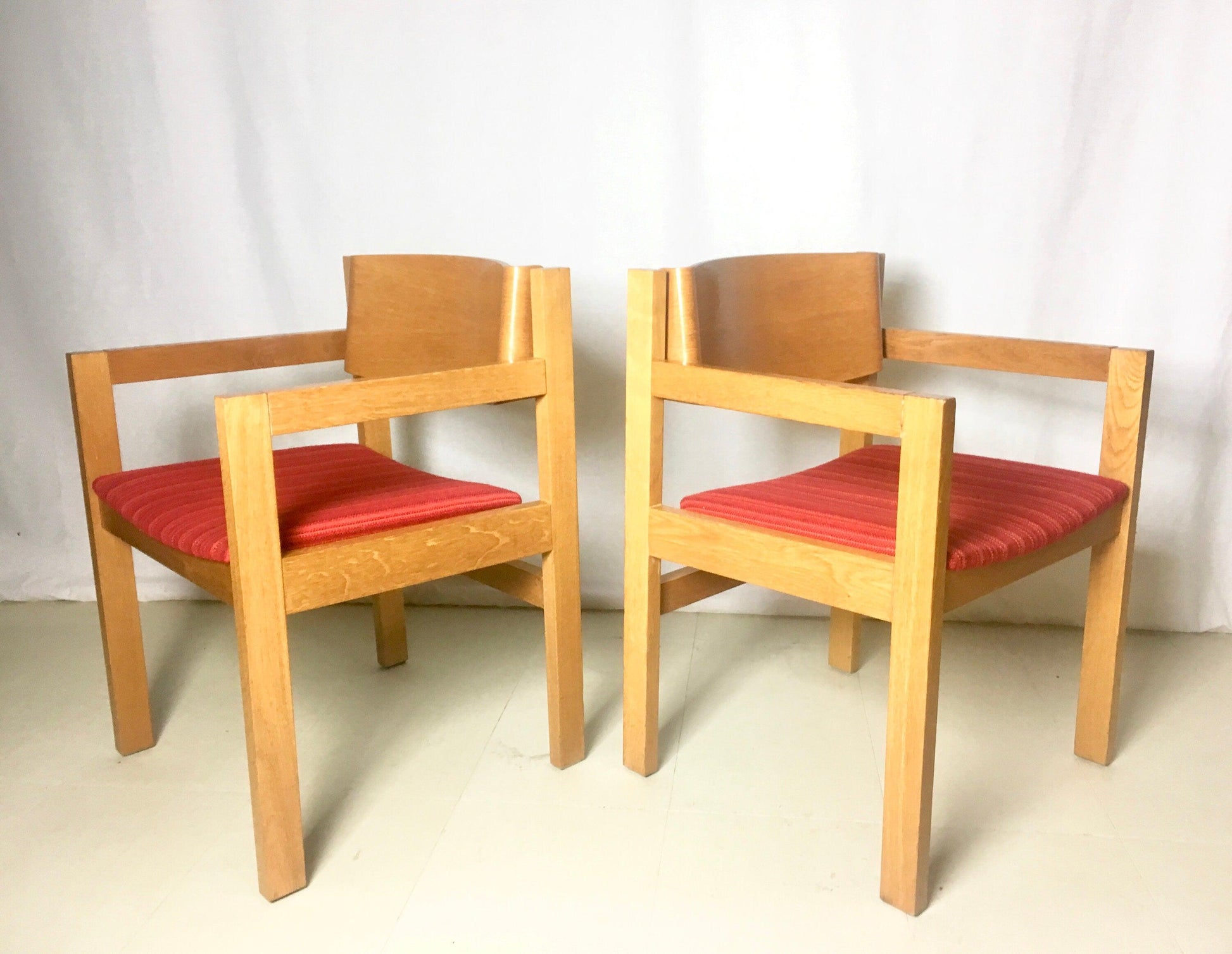 Harvey Probber Bent Wood Arm Chairs | Pair - OffCenterModern