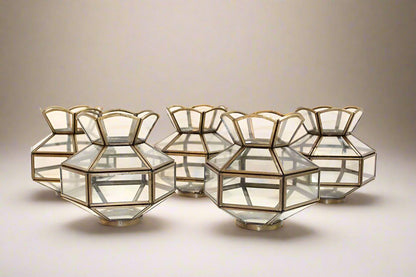 1970s Leaded Glass Replacement Chandelier Shades - OffCenterModern