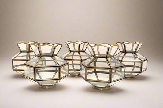 1970s Leaded Glass Replacement Chandelier Shades - OffCenterModern