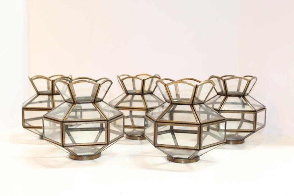 1970s Leaded Glass Replacement Chandelier Shades - OffCenterModern