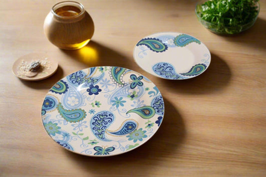 1990s Royal-Norfolk Paisley 10&quot; Dinner Plate | Set of 8 - OffCenterModern