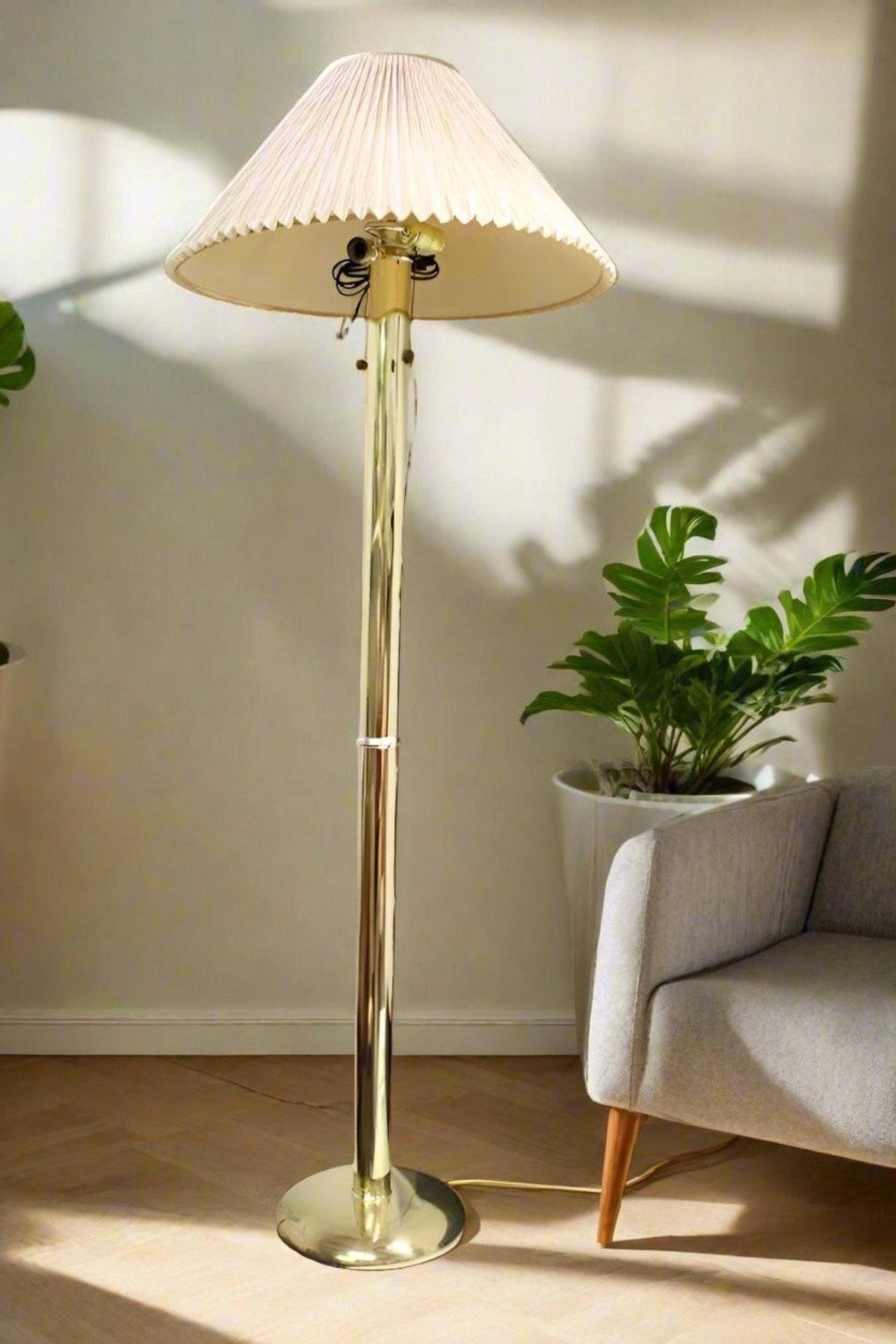 1960s Brass Tubular Floor Lamp | Clover Lamp Co from OffCenterModern