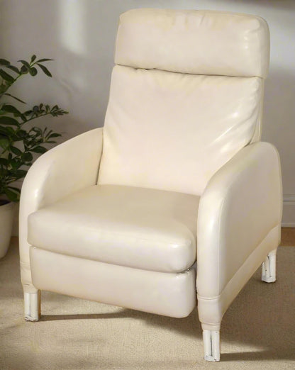 Mid-Century Modern White Leather Barcalounger - OffCenterModern