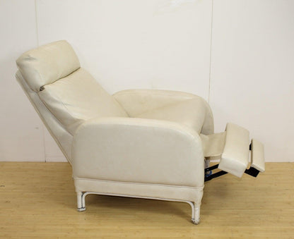Mid-Century Modern White Leather Barcalounger - OffCenterModern