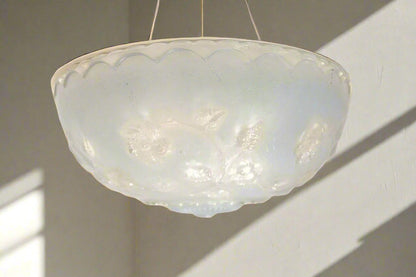 Art Nouveau Blue Glass 3-Chain Pendant Shade