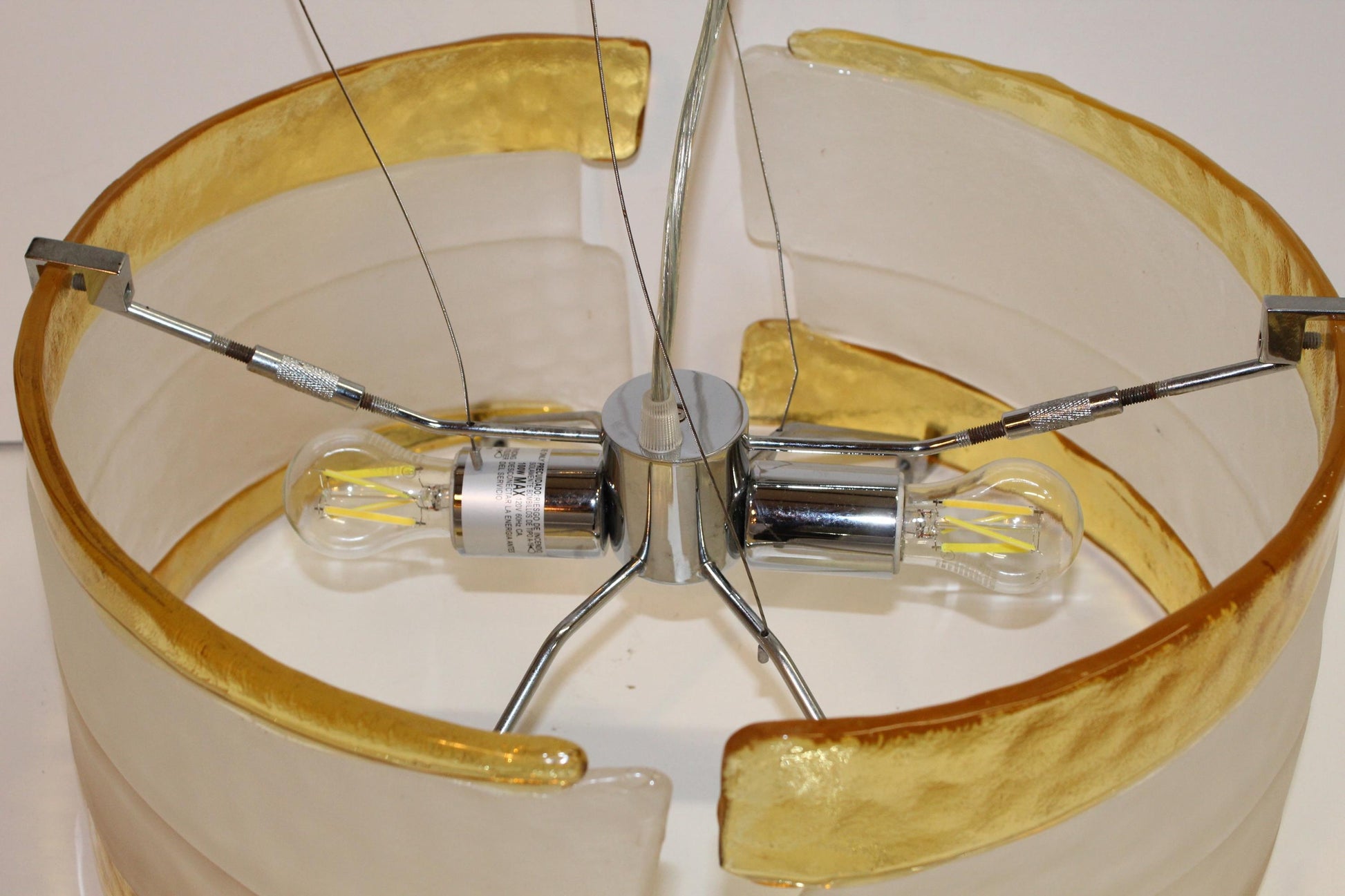 Frosted & Amber Colored Fussed Glass Pendant Lights |Primaluce Venezia Set of 3