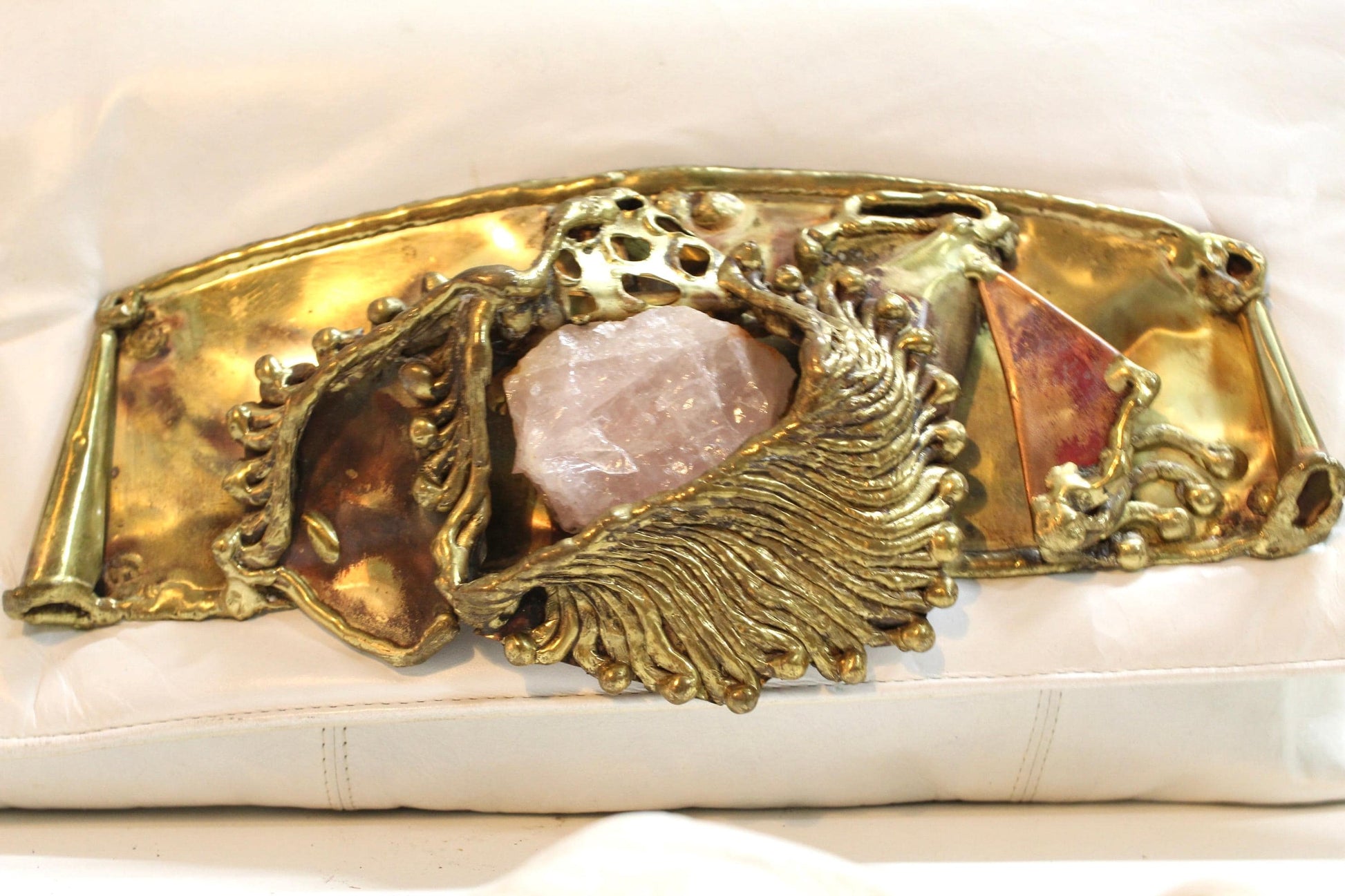 1970&#39;s Amethyst Quarts White Leather Purse | COPA Collection