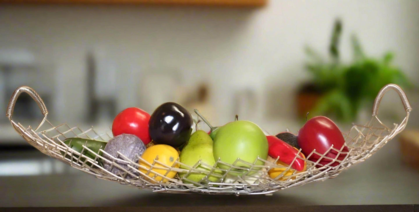 Silver Metal Twig Fruit Bowl