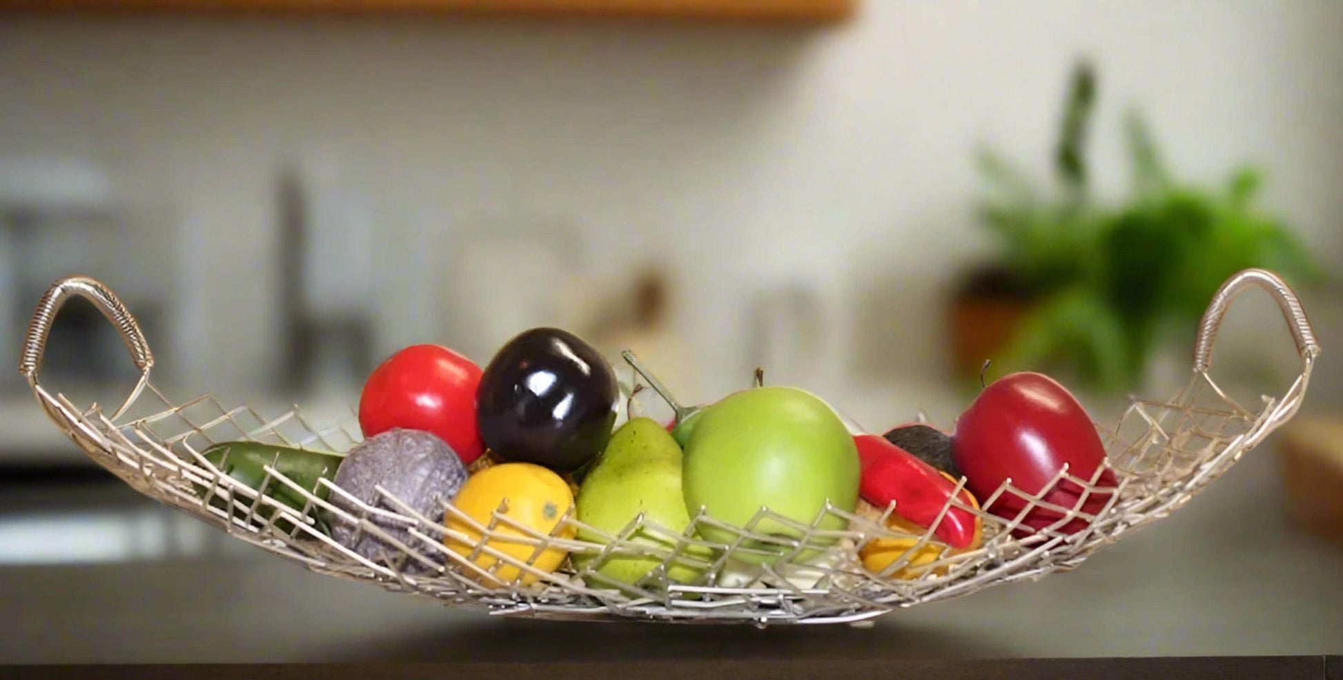 Silver Metal Twig Fruit Bowl