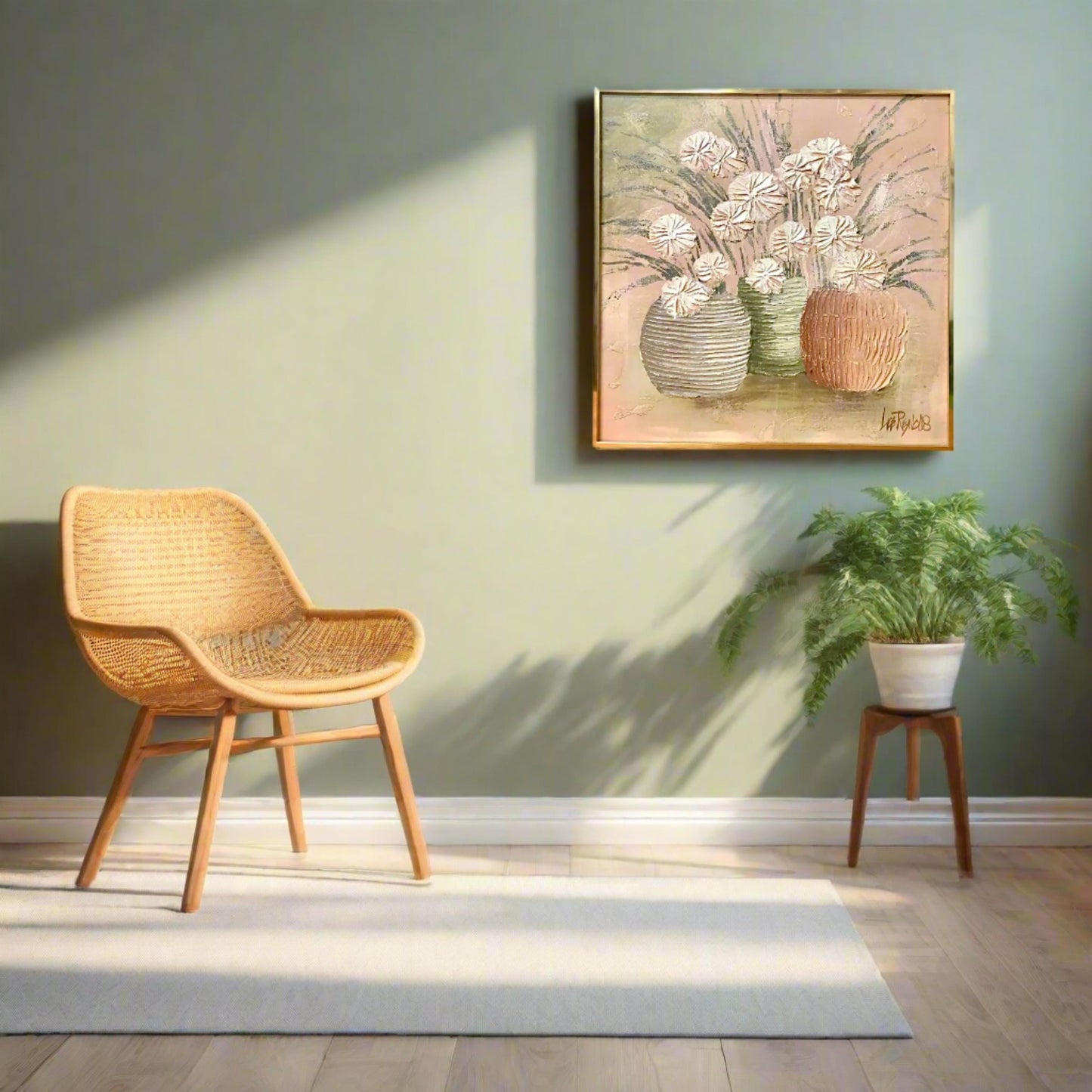 Vintage Oil Painting Flowers in Vases