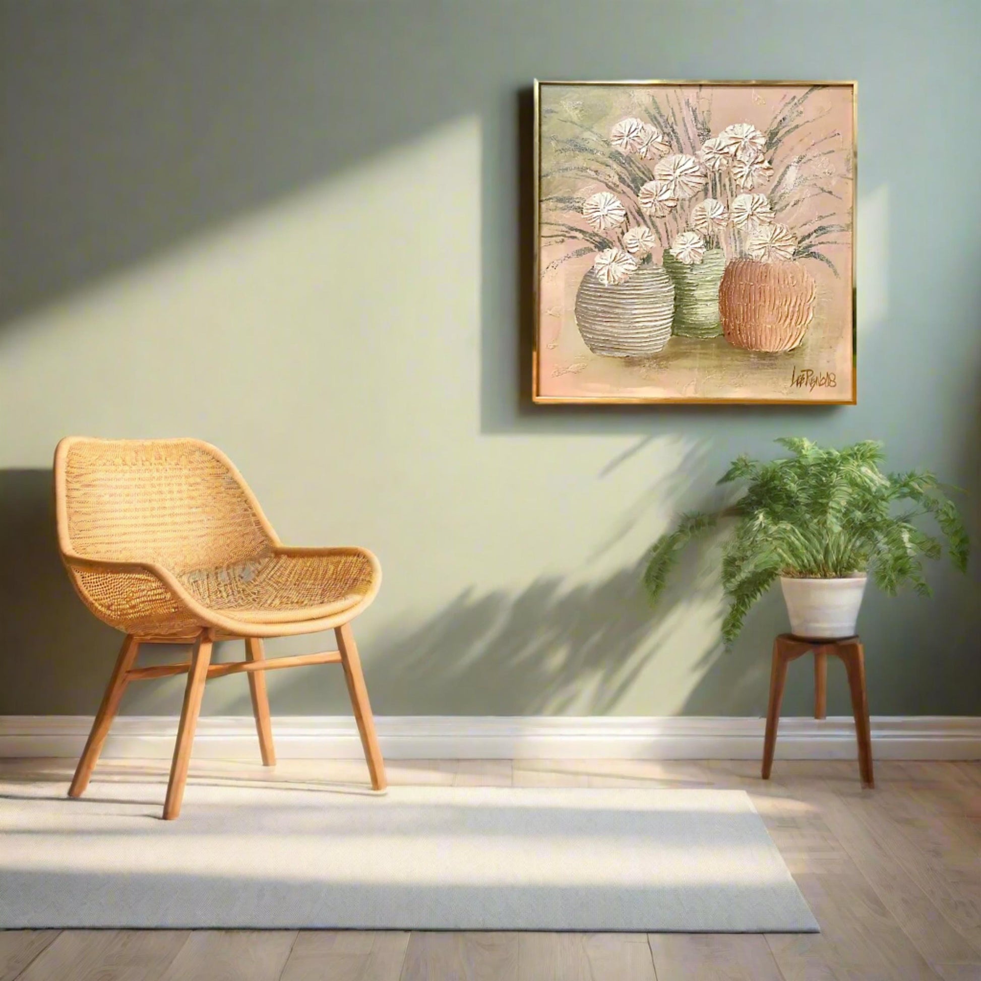 Vintage Oil Painting Flowers in Vases