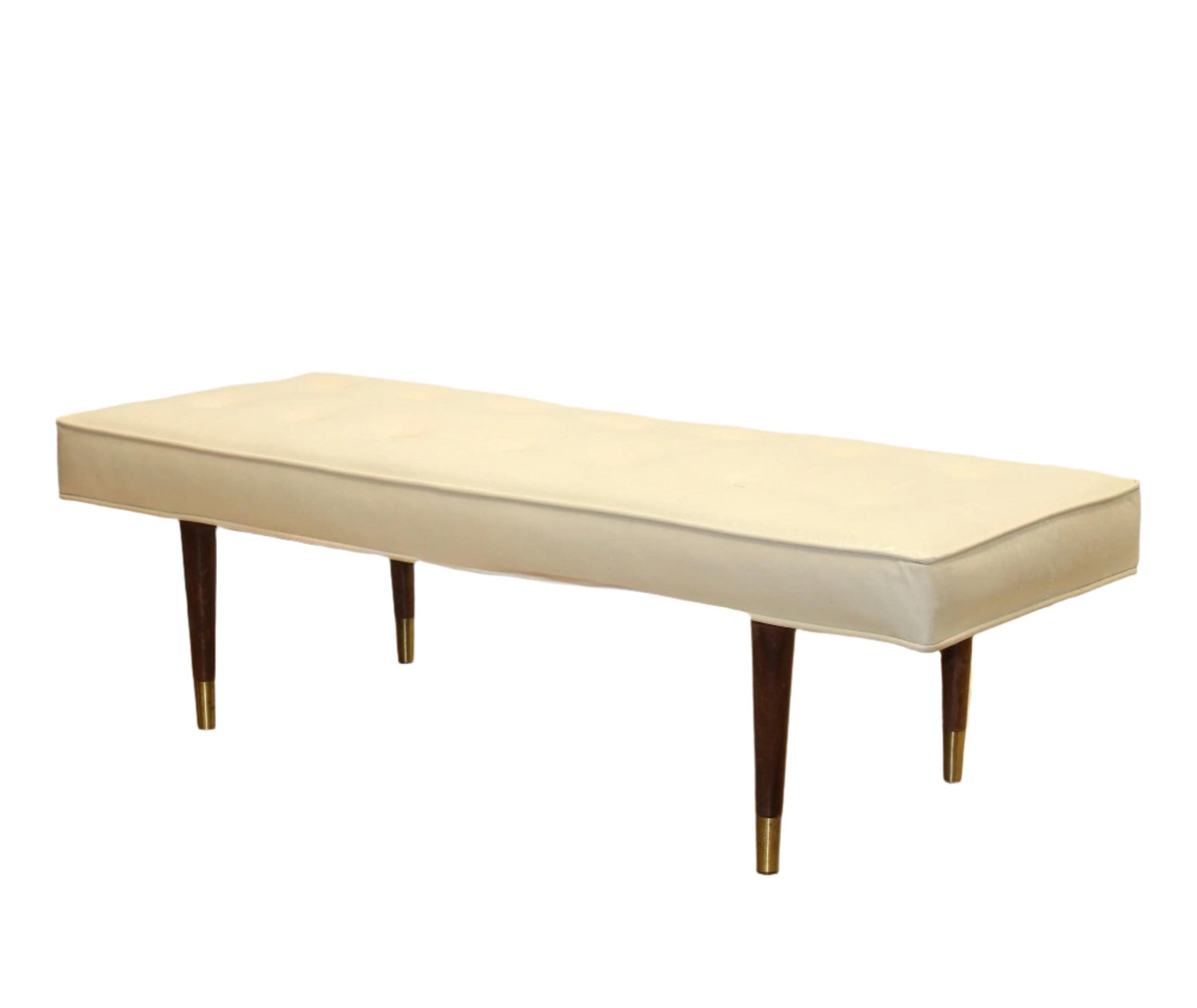 1950s White Vinyl Bench